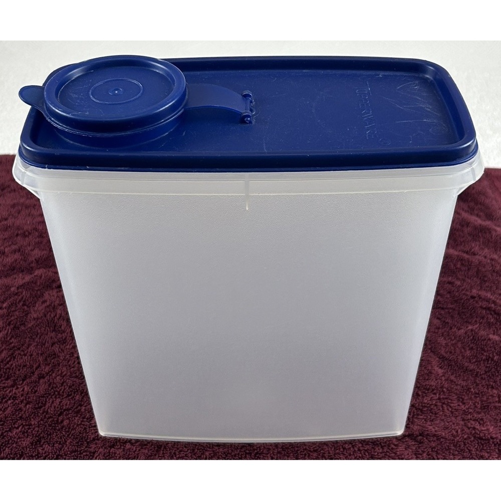 Vtg Tupperware Modular Mate Clear Storage Container 469-14 w/Blue Lid 471-11